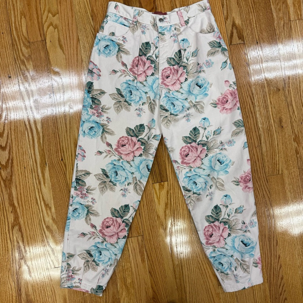 VTG 80’s Best American Clothing Co High Rise Floral Pastel Jeans Cottage Core